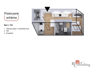 Prodej bytu 1+kk, Praha - Libeň, Heydukova, 38 m2