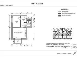 Pronájem bytu 2+kk, Hostivice, Ječná, 47 m2