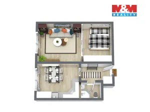 Pronájem bytu 1+1, Brno - Veveří, Cihlářská, 43 m2