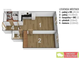 Pronájem bytu 2+kk, Praha, Božetická, 41 m2