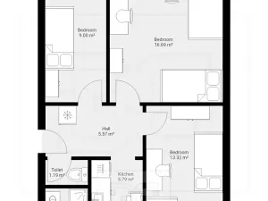 Pronájem bytu 3+1, Hradec Králové, Markovická, 63 m2