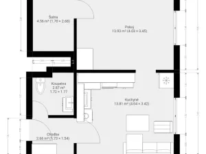 Pronájem bytu 2+kk, Chudčice, 38 m2