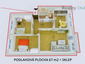 Pronájem bytu 3+1, Horní Benešov, Leskovská, 67 m2