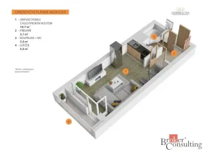 Prodej bytu 1+kk, Praha - Letňany, Místecká, 31 m2