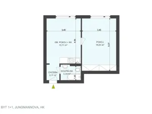 Pronájem bytu 1+1, Hradec Králové, Jungmannova, 45 m2