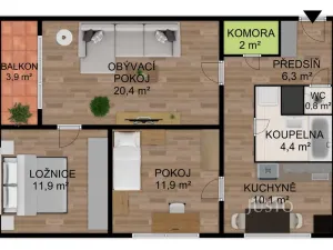 Prodej bytu 3+1, Bavorov, Na Sídlišti, 70 m2