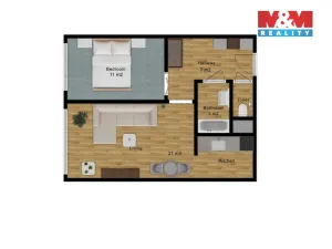 Pronájem bytu 2+kk, Praha - Kobylisy, Chotovická, 43 m2