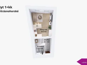 Pronájem bytu 1+kk, Olomouc - Hodolany, Elišky Krásnohorské, 34 m2