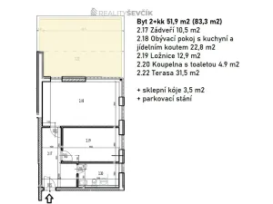 Pronájem bytu 2+kk, Hluboká nad Vltavou, Karla Čapka, 51 m2