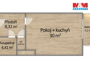 Pronájem bytu 1+kk, Plzeň - Doubravka, Moravská, 44 m2