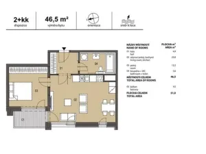 Pronájem bytu 2+kk, Praha - Holešovice, Sanderova, 51 m2