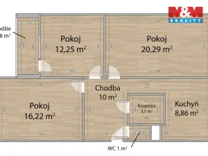 Pronájem bytu 3+1, Domažlice - Týnské Předměstí, Michlova, 80 m2