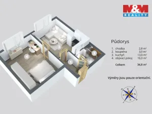Prodej bytu 1+1, Ústí nad Labem - Severní Terasa, Maková, 33 m2