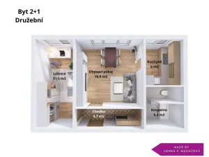 Prodej bytu 2+1, Olomouc - Nové Sady, Družební, 43 m2
