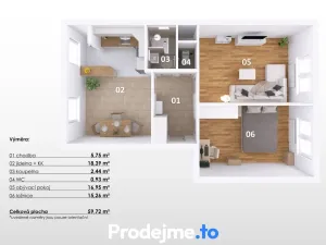 Prodej bytu 2+1, Pohořelice - Nová Ves, 60 m2