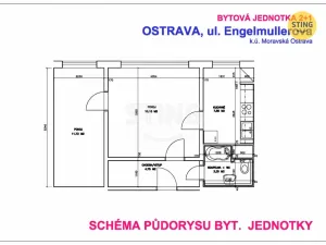 Pronájem bytu 2+1, Ostrava, Engelmüllerova, 44 m2