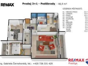 Prodej bytu 3+1, Poděbrady - Poděbrady III, Na Hrázi, 81 m2