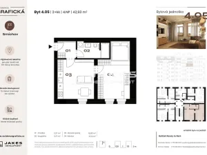 Prodej bytu 2+kk, Praha - Smíchov, Grafická, 43 m2