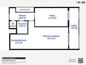 Pronájem bytu 2+kk, Hradec Králové, Jungmannova, 49 m2