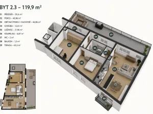 Pronájem bytu 3+kk, Prostějov, Mlýnská, 120 m2