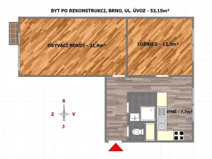 Prodej bytu 2+1, Brno, Úvoz, 53 m2