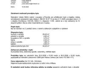 Pronájem bytu 1+kk, Děčín, Dvořákova, 44 m2