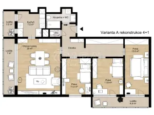 Prodej bytu 4+1, Praha - Vršovice, Kazašská, 93 m2