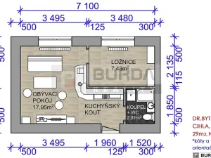 Pronájem bytu 2+kk, Neratovice, 30 m2