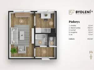 Pronájem bytu 1+1, Most, Javorová, 31 m2