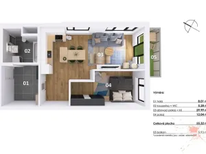 Prodej bytu 2+kk, Horoměřice, Karla IV., 55 m2