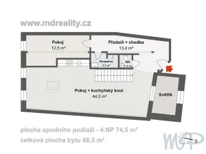 Pronájem bytu 3+kk, Jihlava, Masarykovo náměstí, 88 m2