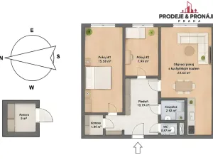 Prodej bytu 3+kk, Praha - Chodov, Tererova, 69 m2