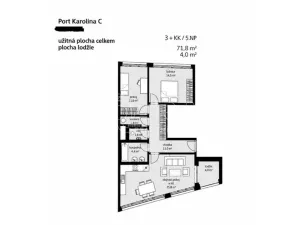 Pronájem bytu 3+kk, Praha - Karlín, Breitfeldova, 76 m2