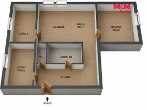 Prodej bytu 3+1, Mělník, Kosmonautů, 62 m2