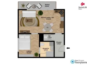 Pronájem bytu 2+kk, Praha - Hloubětín, Nepelova, 51 m2