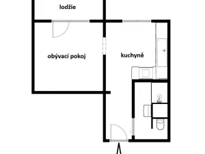 Pronájem bytu 1+1, Hodonín, Velkomoravská, 32 m2
