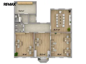 Pronájem kanceláře, Hradec Králové, Československé armády, 100 m2