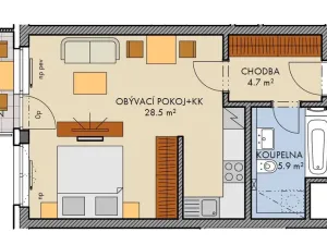Prodej bytu 1+kk, Praha - Dolní Měcholupy, Honzíkova, 40 m2