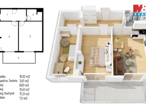 Prodej bytu 3+kk, Rostěnice-Zvonovice - Rostěnice, 53 m2