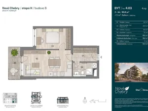 Prodej bytu 2+kk, Praha - Dolní Chabry, Bílenecké náměstí, 49 m2
