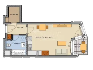 Pronájem bytu 1+kk, Praha - Stodůlky, Klementova, 40 m2