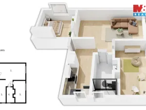 Prodej bytu 3+1, Benešov, Na Spořilově, 64 m2
