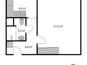 Pronájem bytu 1+1, Jablonec nad Nisou - Mšeno nad Nisou, F. L. Čelakovského, 36 m2