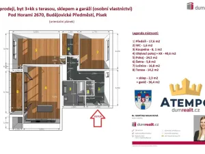 Prodej bytu 3+kk, Písek - Budějovické Předměstí, Pod Horami, 166 m2