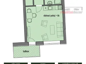 Pronájem bytu 1+kk, Brno, Chvalovka, 43 m2