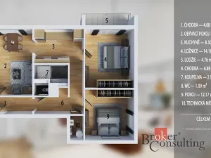 Prodej bytu 3+1, Velké Meziříčí, Poštovní, 72 m2