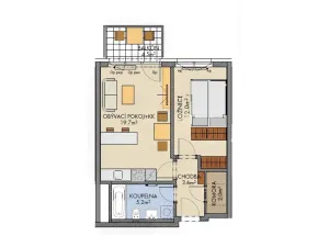 Pronájem bytu 2+kk, Praha - Vysočany, Pod Harfou, 45 m2