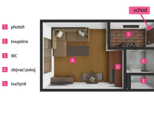 Prodej bytu 1+kk, Znojmo, Mičurinova, 20 m2