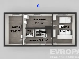 Pronájem bytu 2+1, Bruntál, Švermova, 52 m2