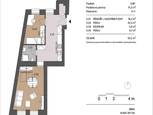 Pronájem bytu 2+1, Brno, Vlhká, 55 m2